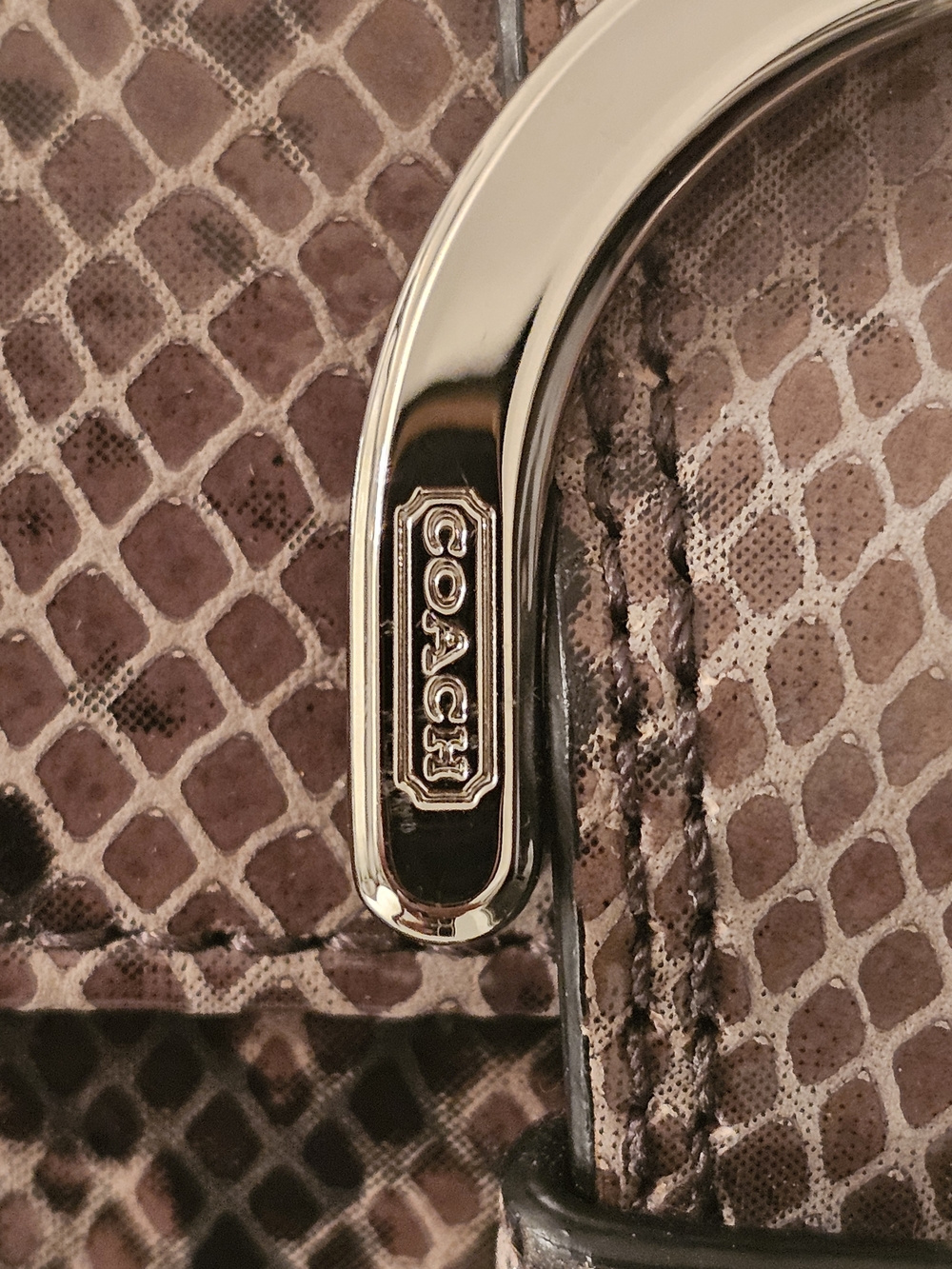 Coach Snake-Print Shoulder Bag in Brown and Black - Picture 5 of 10